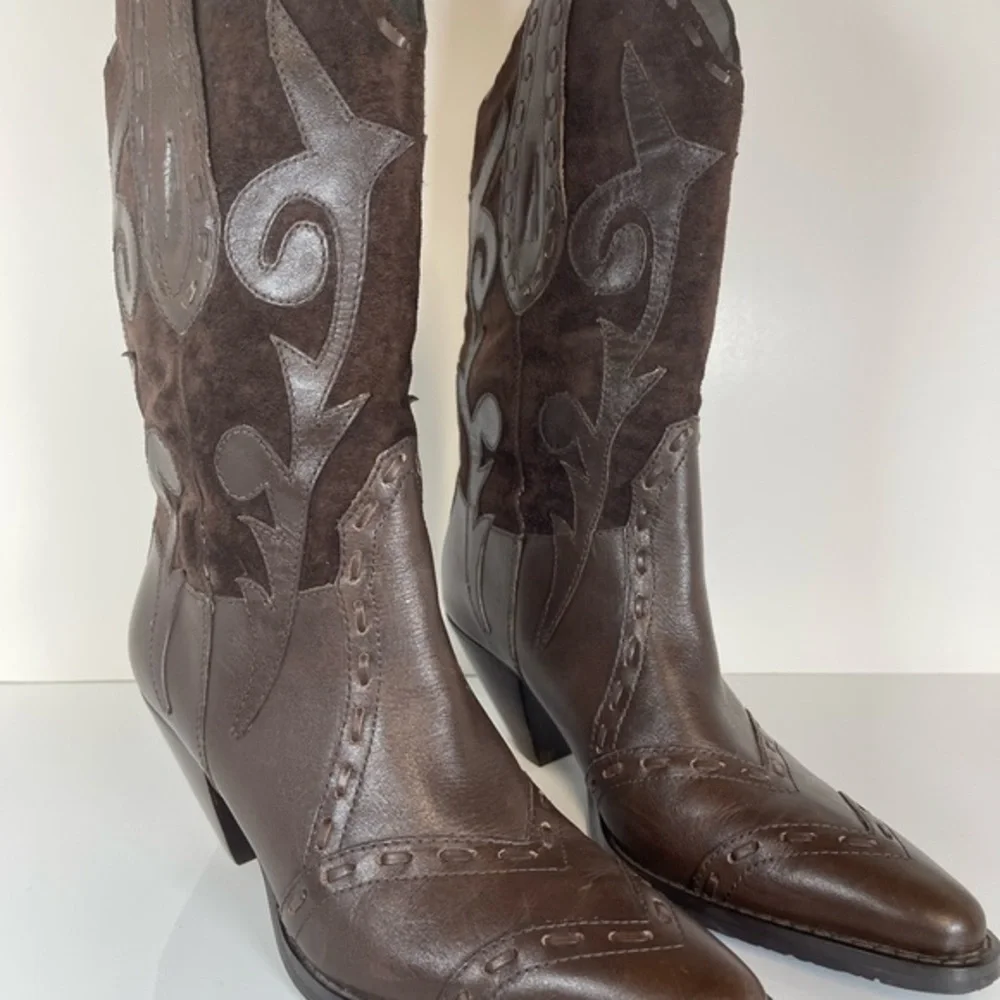 Bass Palomino Cowboy Boots Size 6.5 Color Brown - Picture 1 of 9